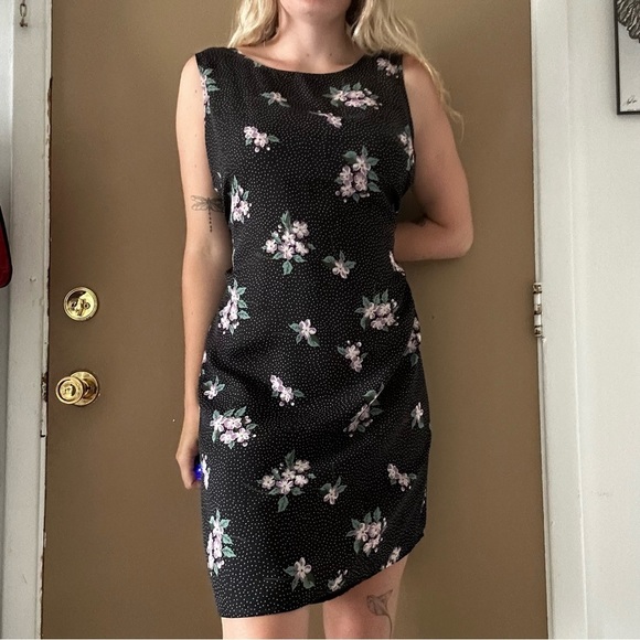 Vintage 90s A-Line Floral Patterned Dress Size M - Picture 5 of 6